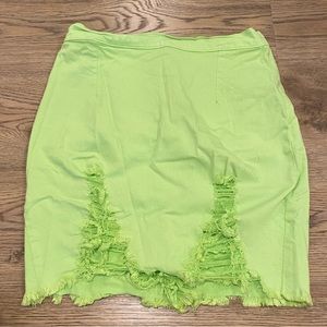 Lime Green Ripped Skirt